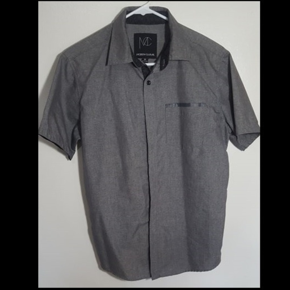 Modern Culture Button Down Casual Shirt Gray M